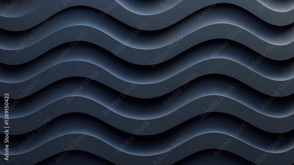 Poster Dark blue textured waves form abstract pattern that calming modern and visually engaging design element