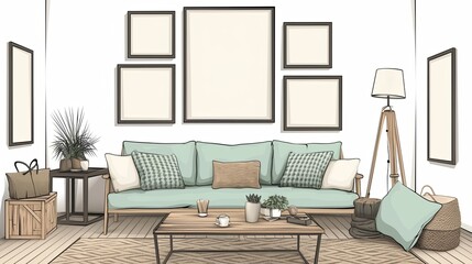 Modern living room with stylish furnishings and elegant minimalist interior design