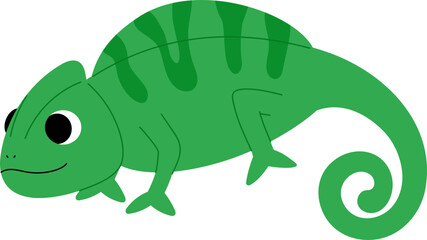 funny green chameleon cartoon illustration