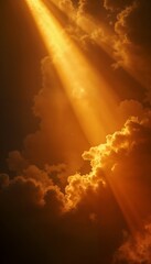 Fototapeta premium Deep radiant gold glow blending with soft shadows in atmospheric clouds
