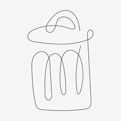 Illustration of a trash box in one line artistic style