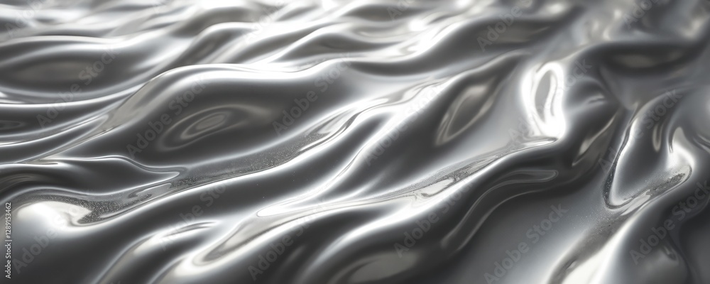 Poster abstract background featuring silver mercury with liquid metal pattern. metallic grey texture flows 