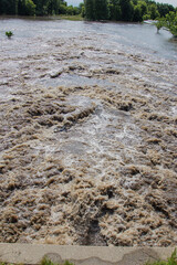 rushing flood waters