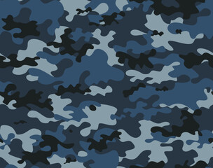 
camouflage blue background, army seamless pattern, dark design