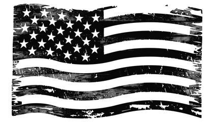 American flag stencil, vector retro stamp, grunge texture illustration, isolated on transparent background, vintage patriotic icon, classic USA emblem, distressed old glory
