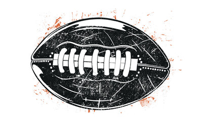 American football retro stencil vector, grunge texture illustration, isolated on transparent background, vintage football emblem, sports logo, old-school athletic badge