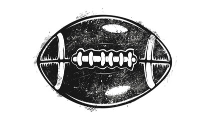 Retro American football vector stamp, stencil illustration with distressed grunge texture, isolated on transparent background, vintage sports emblem, old-school football badge