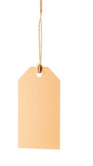 A blank, eco-friendly kraft paper tag with a string, perfect for labeling products or gifts. Perfect Any Project.