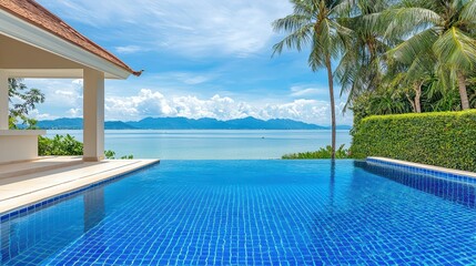 Fototapeta premium Stunning Beachfront Villa with Infinity Pool and Breathtaking View