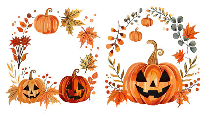 Vector autumnal Halloween round circle element, isolated on white or transparent PNG, spooky decoration, festive clipart, eerie symbol, seasonal design, trick or treat, October theme