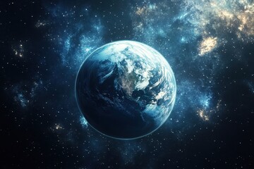 Obraz premium Earth in space with stars and galaxies forms a stunning cosmic landscape