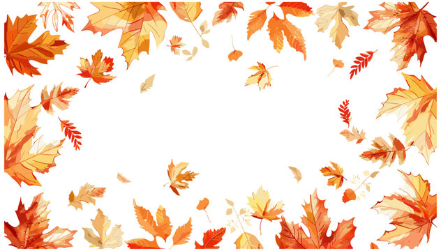 Autumnal leaves frame vector isolated, fall foliage border, seasonal leaf frame, decorative autumn frame, elegant autumn leaves background, orange and red leaves