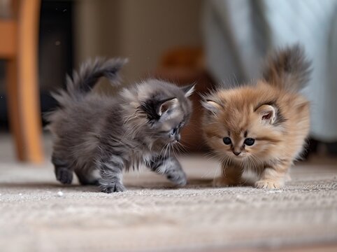 Playful Kitten Swatting at Confused Puppy&rsquo;s Tail in Adorable Animal Moment