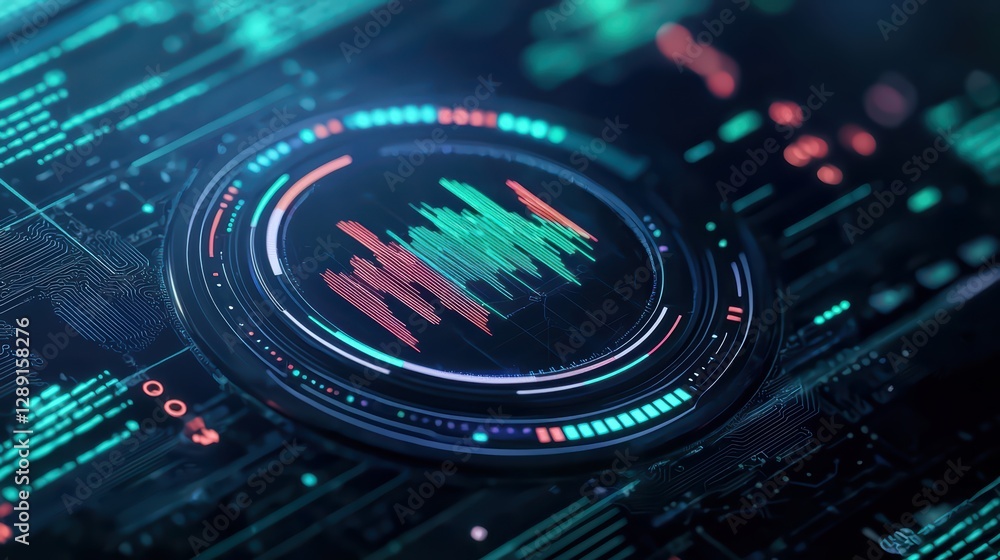 Poster futuristic digital dashboard with data charts and visual graphics