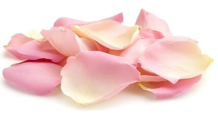 Soft Pink and White Flower Petals Stacked Together on a Clean White Background