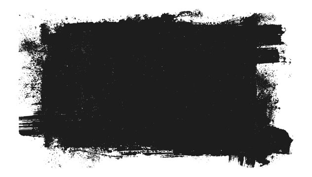Black grunge vector rectangle banner made from paint roller marks on transparent background, abstract frame, ink texture, rough edges, isolated, brush stroke, design element