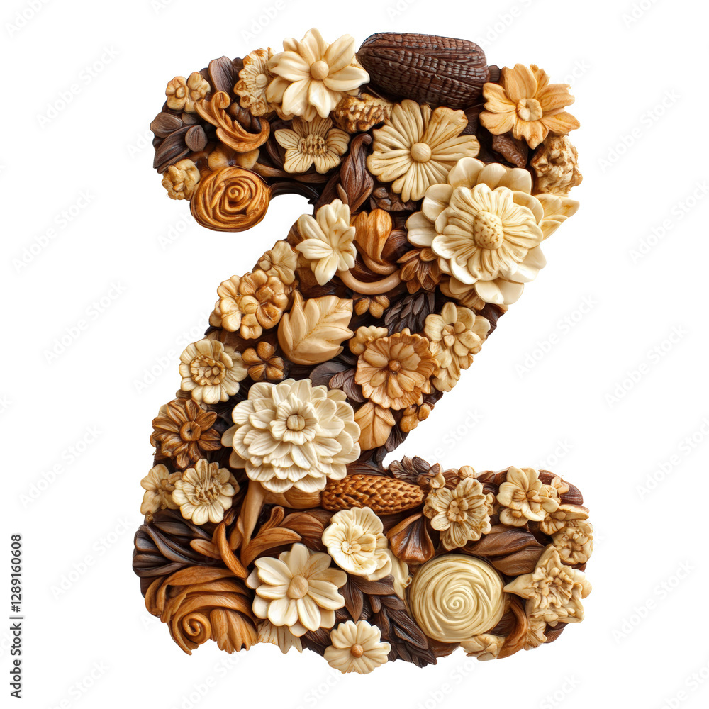 Aufkleber number composed of assorted chocolates and nuts arranged on a flat surface for creative food present