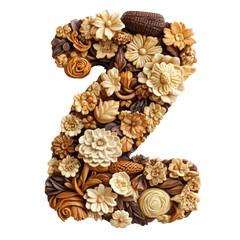 Number composed of assorted chocolates and nuts arranged on a flat surface for creative food presentation isolated on transparent background..