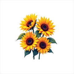 Naklejka premium Beautiful Sunflower Bouquet Illustration Vibrant Yellow Floral Art