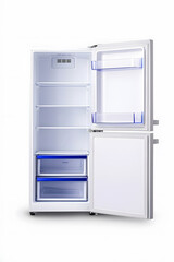 White open empty refrigerator isolated on background

