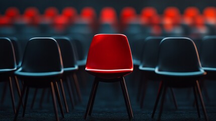 Naklejka premium Chair under spotlight in a crowd, business theme, hiring collage concept, sharp and clean design 