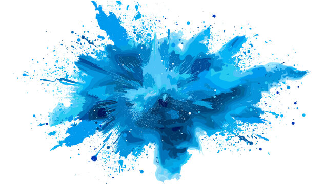 Blue color explosion, vector blue explosion, isolated on white, isolated on transparent PNG, powder burst, paint splash, dust cloud, ink explosion, abstract explosion, dynamic burst