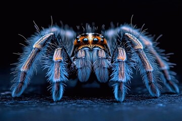 Two tarantulas engaged in an intense territorial battle, raised front legs and detailed focus on their aggressive stance

