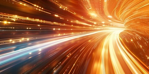 Orange and White Light Streaks Representing Speed and Motion