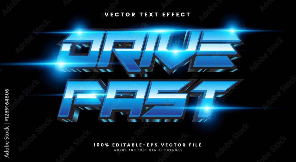 Poster drive fast editable text effect template suitable for racing theme