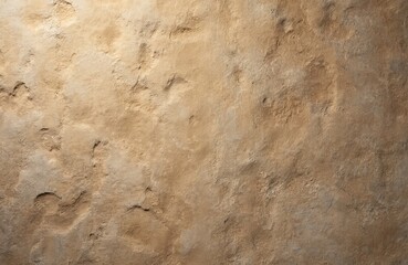 Close-up of rough sandstone wall texture in old house. Brown, beige abstract pattern of clay mud surface. Vintage rock architecture background for interior design.