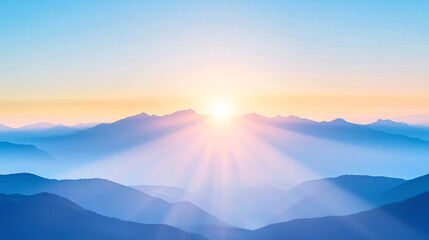 Ethereal Sunrise Over a Mountain Range
