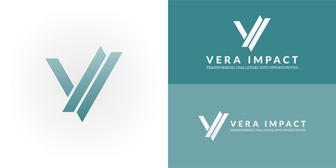 The dynamic logo design creatively integrates the initials VI into a stylized, layered V shape, creating a unique striking symbol that evokes a sense of strategic insight and expert guidance.