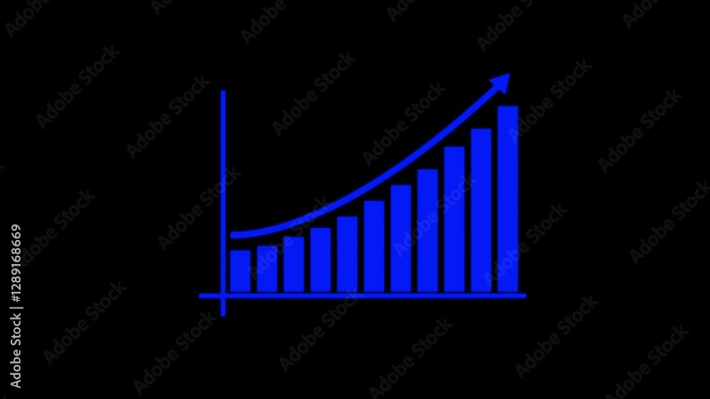 Poster business graph chart with growing business concept abstract business growth and graph chart icon ani