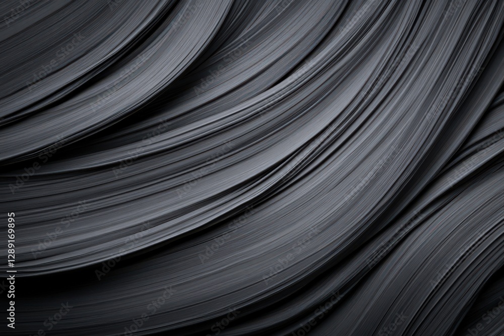 Poster abstract dark gray and black textured swirls. the image has a glossy, three-dimensional appearance w