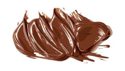 Vector chocolate cream, top view, isolated, white background, cocoa spread, sweet dessert, chocolate swirl, confectionery, creamy topping, cocoa butter,
