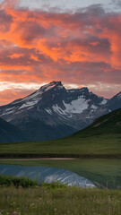 Naklejka premium sunset in the mountains