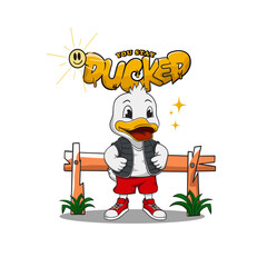 Duck mascot isolated on flat background