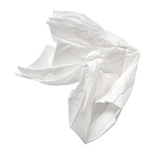 Crumpled white paper napkin on white background