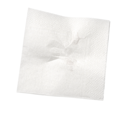 Crumpled white paper napkin on white background