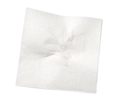 Crumpled white paper napkin on white background