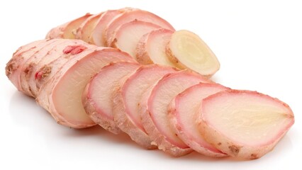 Sliced Galangal Root on White Background