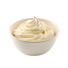 Creamy swirls in a white bowl delicious dessert topping