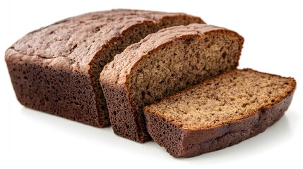 Sliced banana bread showcasing fluffy moist interior with crisp caramelized outer layer. Classic homemade recipe for celebrating National Banana Bread Day