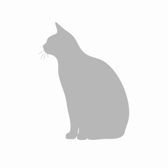 Minimalistic Silhouette of a Sitting Cat Facing Left