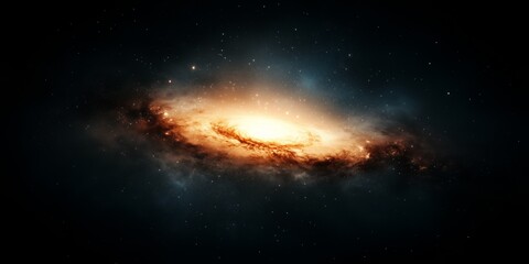 Cosmic perspective showcases swirling galaxy with vibrant light effects in deep space