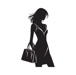 women with hand bag silhouette vector illustration