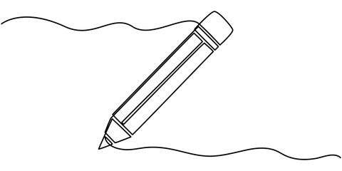 Writing Continuous Line Illustration of a pencil. pencil continuous one line drawing illustration. Message single line art, Single one line drawing wooden pencil for writing on paper book. Back to. 