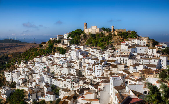 From the Beautiful and Dramatically Situated White Village of Casares in the Malaga Province, Andalusia, Spain, with Iglesia de la Encarnacion (Church of the Incarnation)