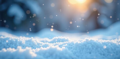 Naklejka premium delicate snowflakes gently fall on the ground, serene snowscape, quiet snowy scene, frosty air