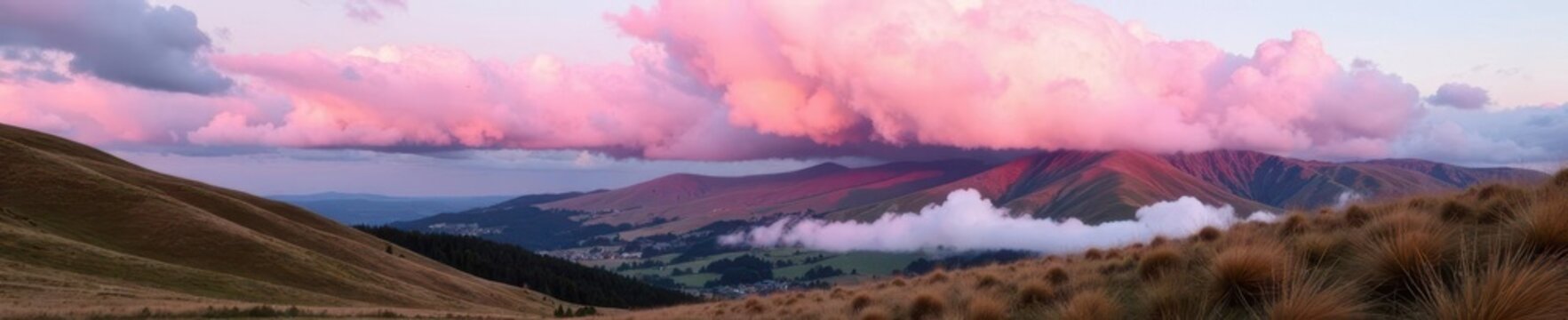 Pink clouds gather above Galashiels hillscape, galashiels, landscape, eildon hills